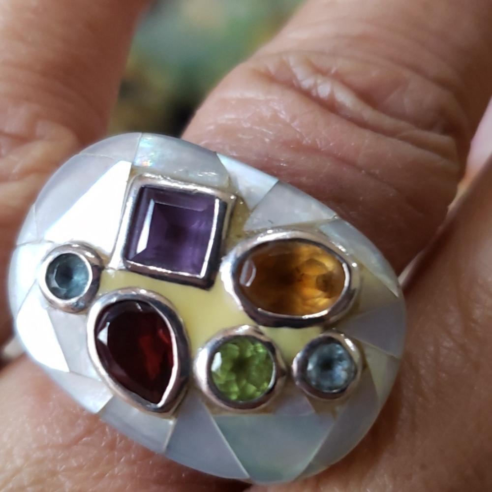 Vintage gemstone and sterling silver ring